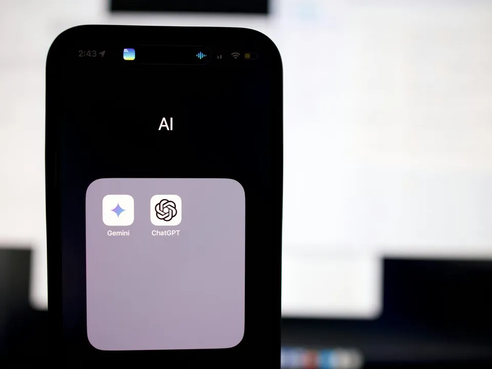 close up of a smartphone screen with an AI app displayed