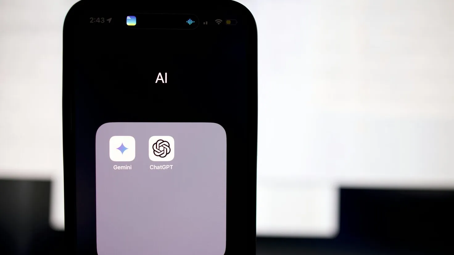 close up of a smartphone screen with an AI app displayed
