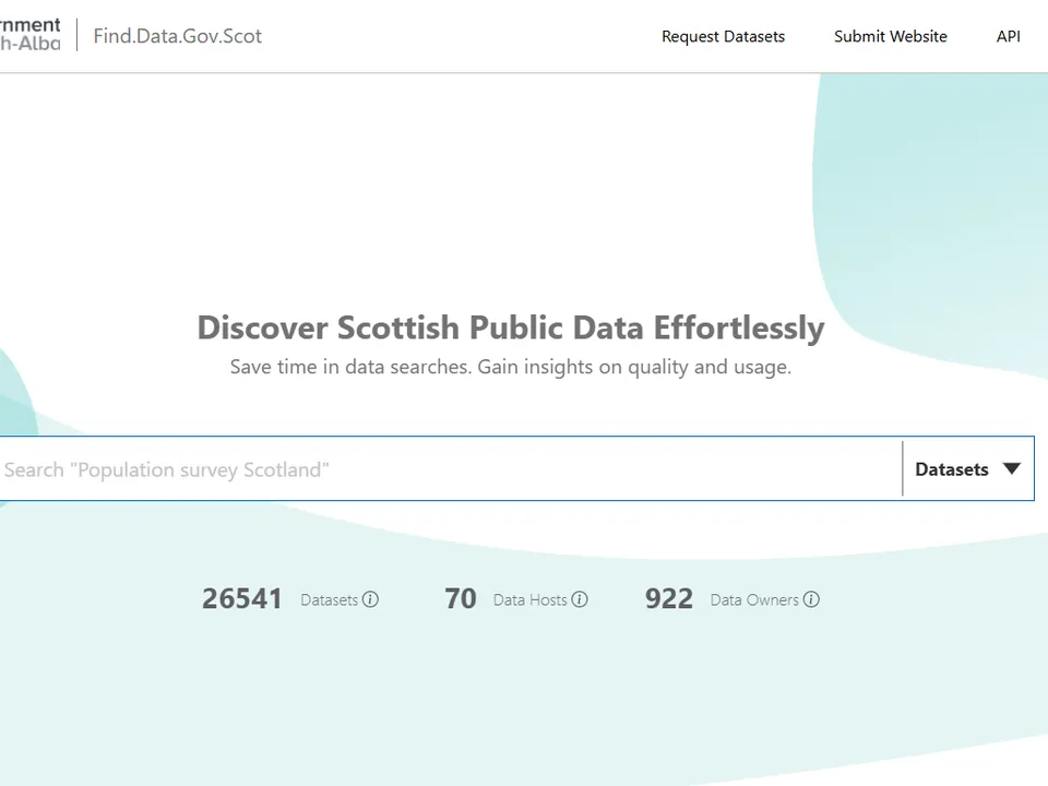 system's landing page with a search bar and a green circle over white background design